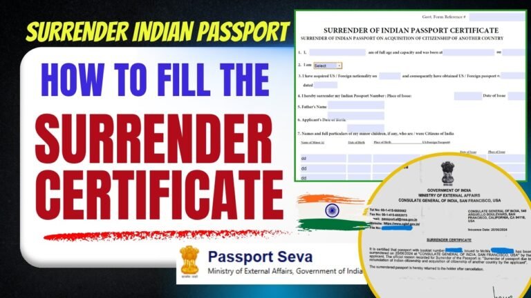 How to Fill the Surrender Certificate Form | Indian Passport Renunciation